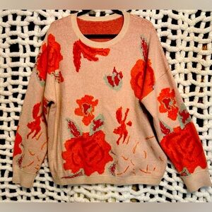 2XL Pink Floral Sweater